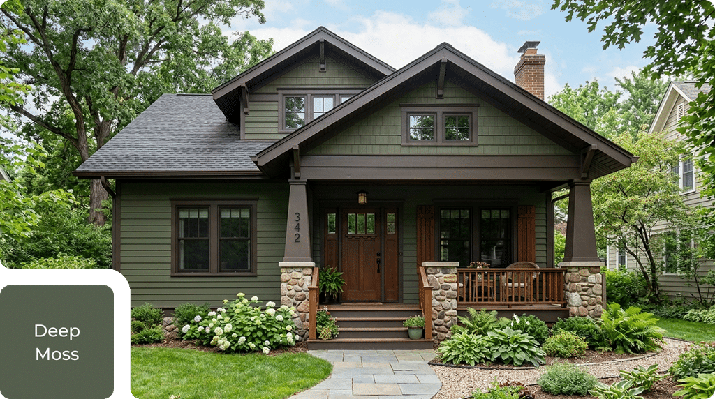 craftsman home with green siding